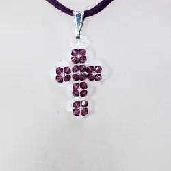 Pendant 30cm - Anahita-Purple Suedine - Pendant 30cm - Laiton argenté